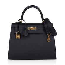Load image into Gallery viewer, Kelly Sellier 25 Bag Black Epsom Gold Hardware New
