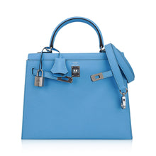 Load image into Gallery viewer, Kelly Sellier 25 Bag Blue Celeste Palladium Epsom Leather