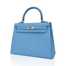 Load image into Gallery viewer, Kelly Sellier 25 Bag Blue Celeste Palladium Epsom Leather