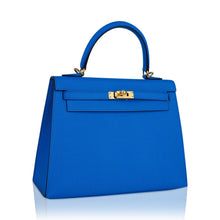 Load image into Gallery viewer, Kelly 25 Sellier Bag Blue Frida Epsom Leather with Gold Hardware