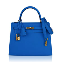 Load image into Gallery viewer, Kelly 25 Sellier Bag Blue Frida Epsom Leather with Gold Hardware