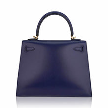 Load image into Gallery viewer, Kelly Sellier 25 Bag Blue Sapphire Box Leather with Gold Hardware