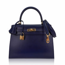 Load image into Gallery viewer, Kelly Sellier 25 Bag Blue Sapphire Box Leather with Gold Hardware