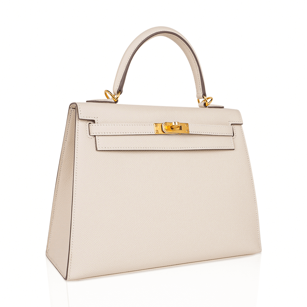 Kelly 25 Sellier Bag Craie Epsom Leather with Gold Hardware