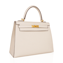 Load image into Gallery viewer, Kelly 25 Sellier Bag Craie Epsom Leather with Gold Hardware