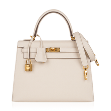 Load image into Gallery viewer, Kelly 25 Sellier Bag Craie Epsom Leather with Gold Hardware