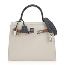 Load image into Gallery viewer, Kelly Sellier 25 Bag Nata Chai &amp; Gris Meyer Epsom Leather with Palladium Hardware