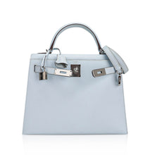 Load image into Gallery viewer, Kelly Sellier 28 Bag Blue Brume Epsom Leather with Palladium Hardware