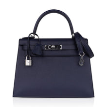 Load image into Gallery viewer, Kelly 28 Bag Blue Indigo Sellier Epsom Palladium Hardware New/Box