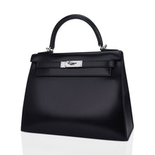 Load image into Gallery viewer, Kelly 28 Sellier Bag Black Box Leather with Palladium Hardware