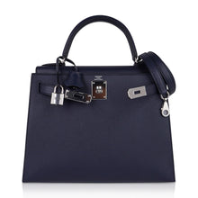 Load image into Gallery viewer, Kelly 28 Bag Blue Indigo Sellier Epsom Palladium Hardware New/Box