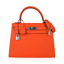 Load image into Gallery viewer, Kelly 28 Sellier Bag Feu Epsom Leather Palladium Hardware