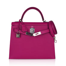 Load image into Gallery viewer, Kelly 28 Sellier Bag Rose Pourpre Epsom Leather with Palladium Hardware
