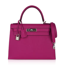 Load image into Gallery viewer, Kelly 28 Sellier Bag Rose Pourpre Epsom Leather with Palladium Hardware