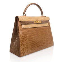 Load image into Gallery viewer, Limited Edition Tri-Color Kelly Sellier 32 Bag  Poussiere Poudre Ficelle Porosus Crocodile
