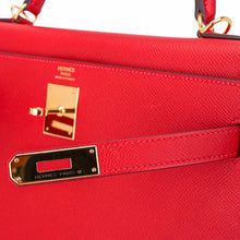 Load image into Gallery viewer, Kelly 32 Sellier Bag Rouge Casaque Epsom Leather with Gold Hardware
