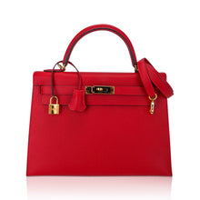 Load image into Gallery viewer, Kelly 32 Sellier Bag Rouge Casaque Epsom Leather with Gold Hardware