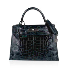 Load image into Gallery viewer, Kelly 28 Sellier Verso Vert Cypress / Vert Jade Bag Alligator Palladium Hardware