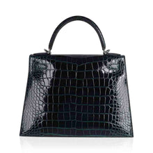 Load image into Gallery viewer, Kelly 28 Sellier Verso Vert Cypress / Vert Jade Bag Alligator Palladium Hardware
