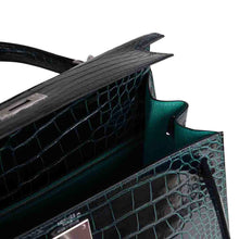 Load image into Gallery viewer, Kelly 28 Sellier Verso Vert Cypress / Vert Jade Bag Alligator Palladium Hardware