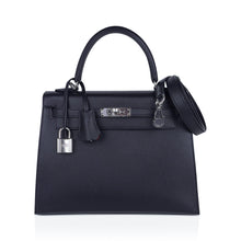 Load image into Gallery viewer, Verso Kelly Sellier 25 Bag Bleu de Minuit &amp; Etrusque Veau Madame Leather with Palladium Hardware