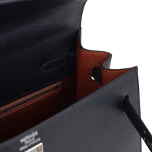 Load image into Gallery viewer, Verso Kelly Sellier 25 Bag Bleu de Minuit &amp; Etrusque Veau Madame Leather with Palladium Hardware