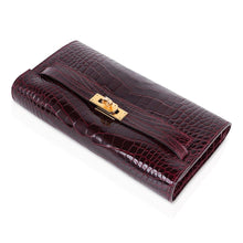 Load image into Gallery viewer, Kelly Classique To Go Wallet Bordeaux Alligator Gold Hardware New w/Box