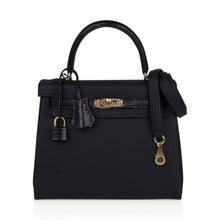 Load image into Gallery viewer, Kelly Touch 25 Retourne Bag Black Lizard / Togo Permabrass Hardware