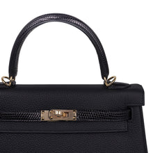 Load image into Gallery viewer, Kelly Touch 25 Retourne Bag Black Lizard / Togo Permabrass Hardware
