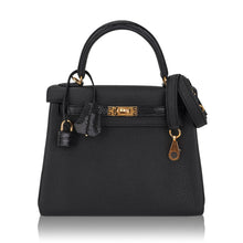 Load image into Gallery viewer, Kelly Touch 25 Retourne Bag Black Lizard Togo Leather Gold Hardware