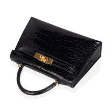 Load image into Gallery viewer, Kelly 20 Mini Sellier Bag Black Alligator Gold Hardware