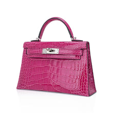 Load image into Gallery viewer, Limited Edition Mini Kelly 20 Sellier Rose Scheherazade Alligator Bag Palladium Hardware