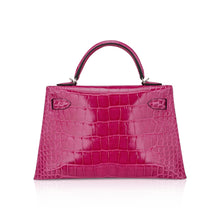 Load image into Gallery viewer, Limited Edition Mini Kelly 20 Sellier Rose Scheherazade Alligator Bag Palladium Hardware