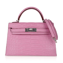 Load image into Gallery viewer, Kelly 20 Mini Sellier Bag 5P Pink Matte Alligator Palladium Limited Edition