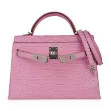 Load image into Gallery viewer, Kelly 20 Mini Sellier Bag 5P Pink Matte Alligator Palladium Limited Edition