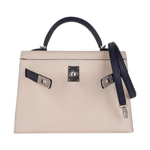 Load image into Gallery viewer, Special Order HSS Mini Kelly 20 Bag Sellier Craie &amp; Blue Indigo Epsom Leather with Palladium Hardware