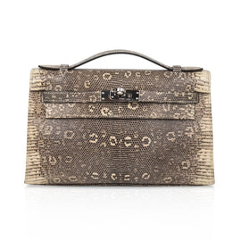 Kelly Pochette Bag Ombre Lizard Clutch Palladium Hardware Very Rare