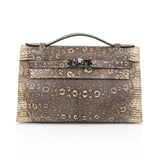 Kelly Pochette Bag Ombre Lizard Clutch Palladium Hardware Very Rare