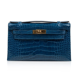 Kelly Pochette Mykonos Alligator Gold Hardware