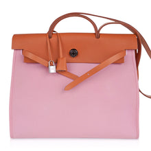 Load image into Gallery viewer, Herbag Zip 39 GM Bag Rose Sakura Canvas Vache Hunter Leather with Palladium Hardware