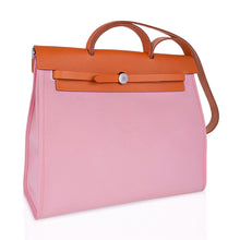 Load image into Gallery viewer, Herbag Zip 39 GM Bag Rose Sakura Canvas Vache Hunter Leather with Palladium Hardware