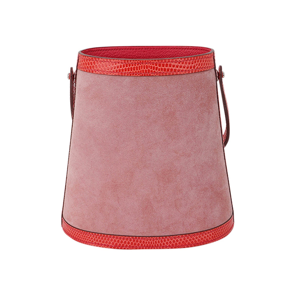 Limited Edition Stromboli Bag Rose Indien Doblis Rose Azalee Lizard with Sterling Silver Lid