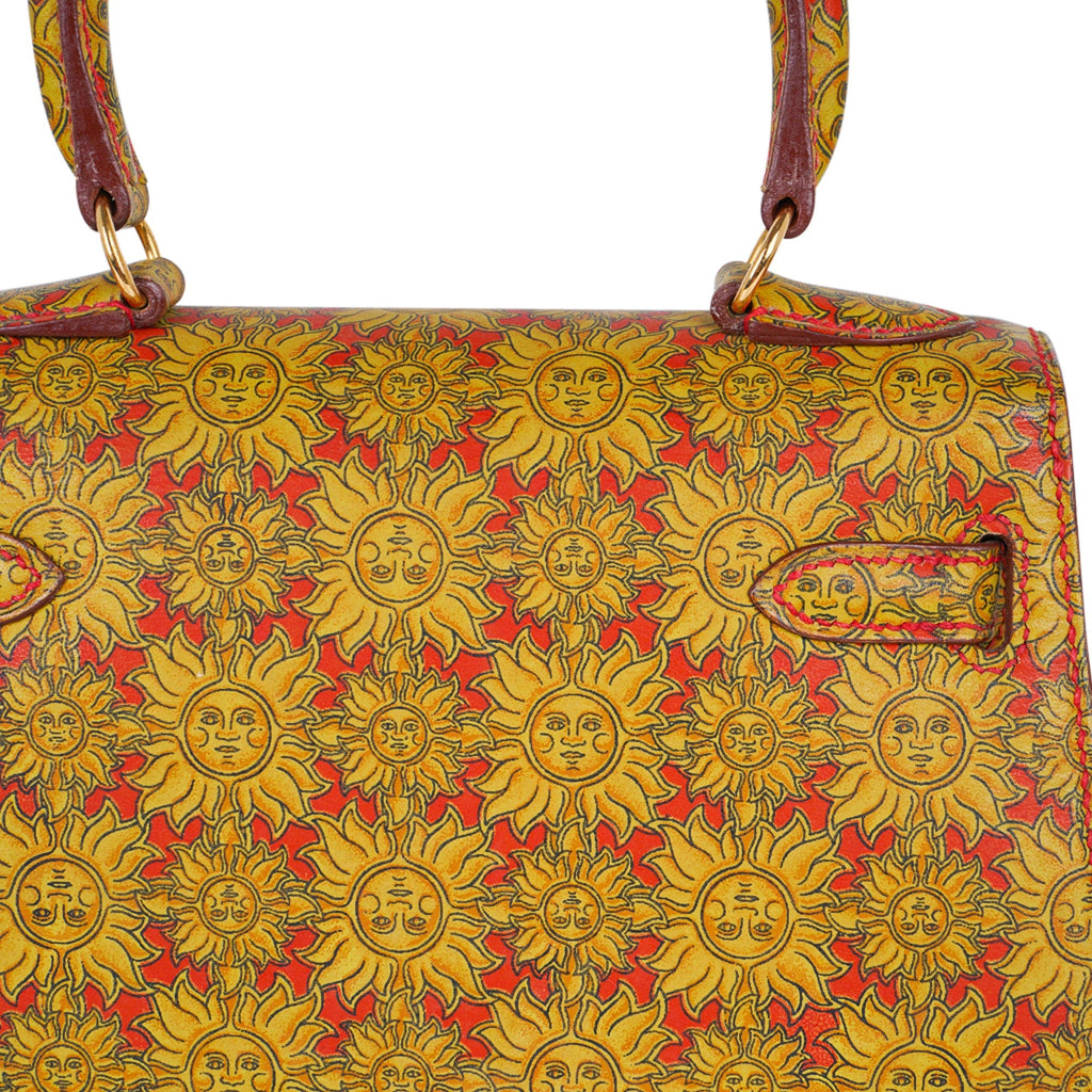 Vintage Mini Kelly 20 Bag Sellier Soleil Box Leather with Gold Hardware
