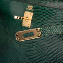 Load image into Gallery viewer, Vintage Kelly 20 Sellier Mini Vert Moyen Lizard Gold Hardware
