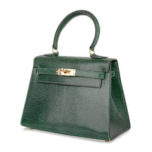 Load image into Gallery viewer, Vintage Kelly 20 Sellier Mini Vert Moyen Lizard Gold Hardware