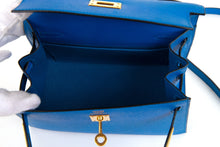 Load image into Gallery viewer, Vintage Kelly 20 Sellier Mini Blue de France Courchevel Gold Hardware