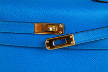 Load image into Gallery viewer, Vintage Kelly 20 Sellier Mini Blue de France Courchevel Gold Hardware