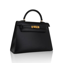 Load image into Gallery viewer, Vintage Kelly 15 Micro Sellier Bag Black Box Leather with Gold Hardware