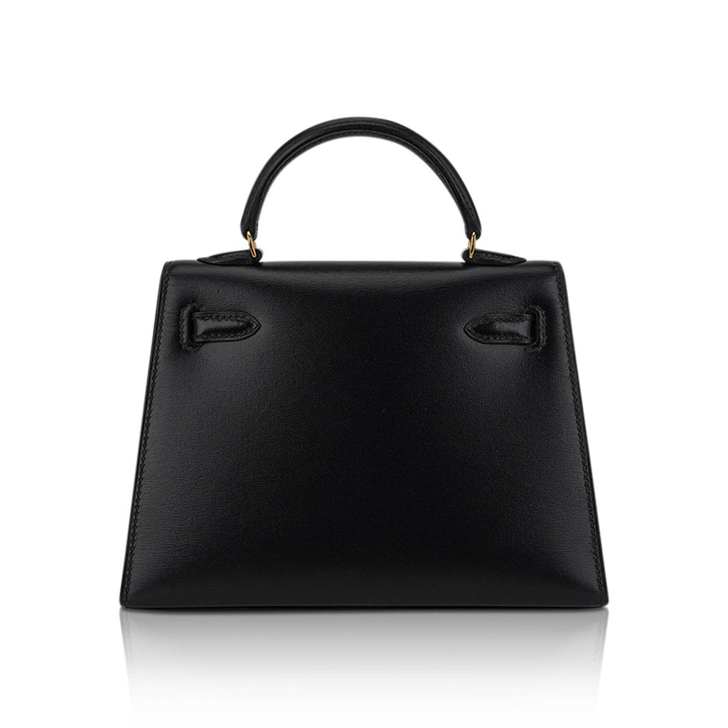 Vintage Kelly 15 Micro Sellier Bag Black Box Leather with Gold Hardware