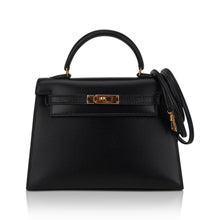Load image into Gallery viewer, Vintage Kelly 15 Micro Sellier Bag Black Box Leather with Gold Hardware